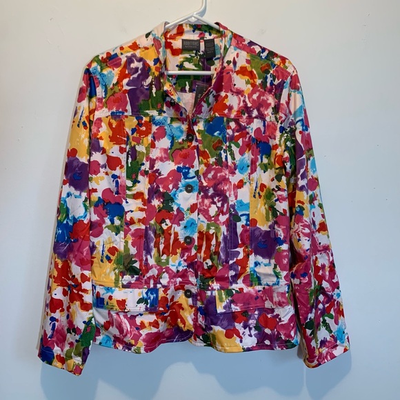 Chico's Jackets & Blazers - Chico’s Monet Fleur Satiny Spring Jacket